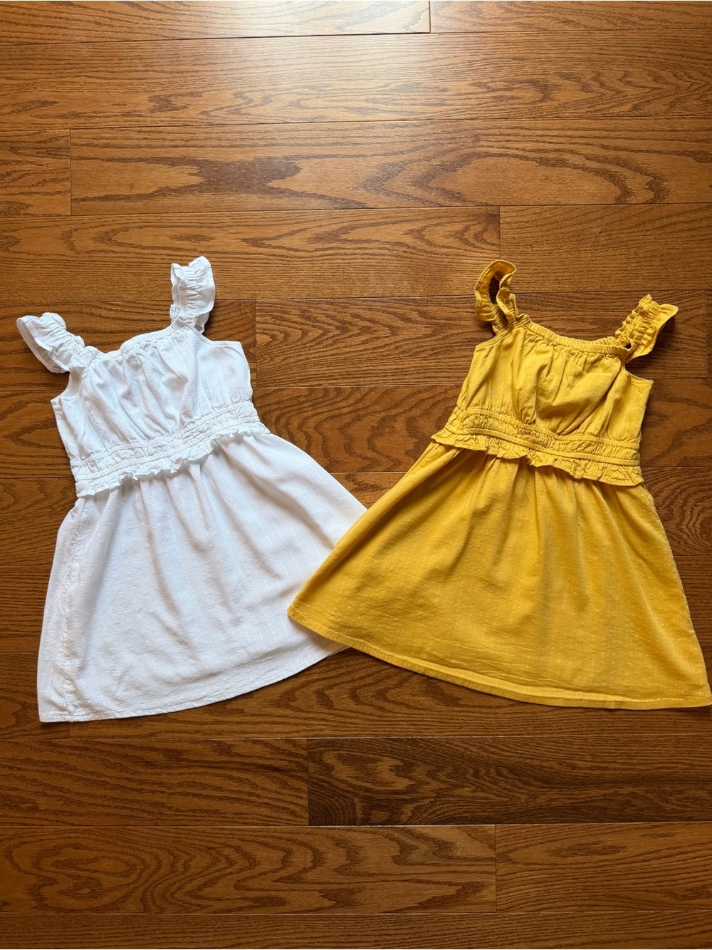 Old Navy White and Yellow Ruffle Strap Summer Dresses for Girls